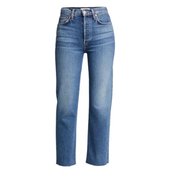RE/DONE ORIGINALS STOVE PIPE HIGH RISE BUTTON FRONT JEANS NWT - Picture 1 of 15
